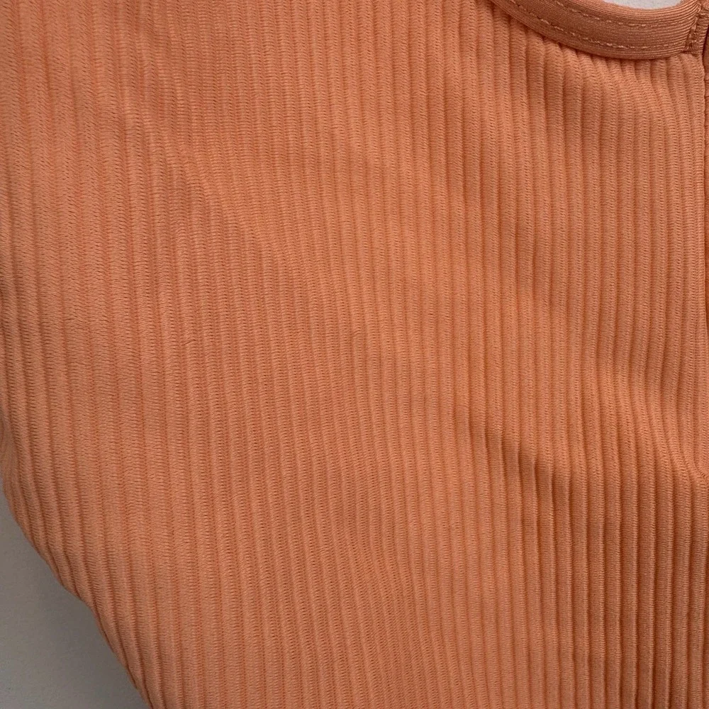 Frankie's Bikinis Orange Ribbed One Piece Swimsuit  Size M Cheeky‎ High Cut